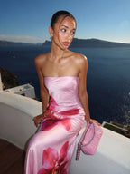 Aria | Elegant Satin Summer Maxi Dress - HoneyvineDress