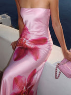 Aria | Elegant Satin Summer Maxi Dress - HoneyvineDress