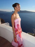 Aria | Elegant Satin Summer Maxi Dress - HoneyvineDress