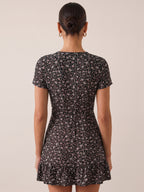 Elizabeth | Red Floral Wrap Mini Dress for Effortless Charm