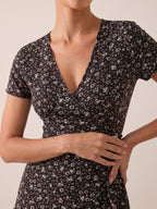 Elizabeth | Red Floral Wrap Mini Dress for Effortless Charm