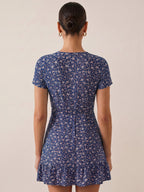 Elizabeth | Red Floral Wrap Mini Dress for Effortless Charm