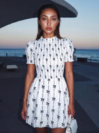 Mia | Bold Puff Sleeve A - Line Mini Dress - HoneyvineDress