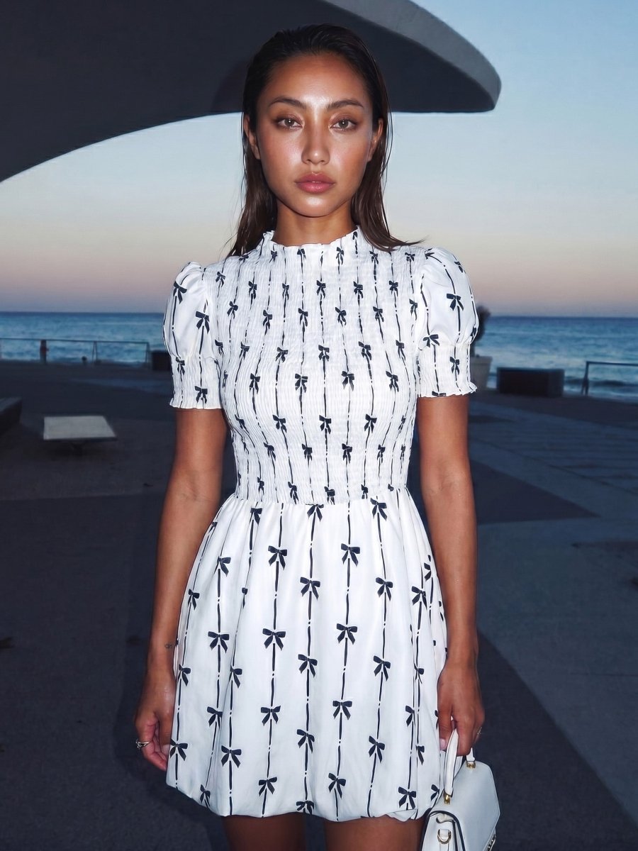Mia | Bold Puff Sleeve A - Line Mini Dress - HoneyvineDress