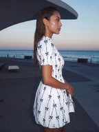 Mia | Bold Puff Sleeve A - Line Mini Dress - HoneyvineDress