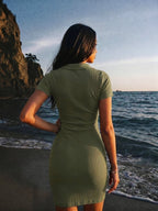 Eleanor | Trendy Short Sleeve Bodycon Mini Dress - HoneyvineDress