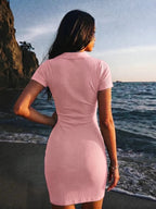 Eleanor | Trendy Short Sleeve Bodycon Mini Dress - HoneyvineDress