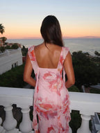 Audrey | Romantic Floral Summer Midi Ruffle Dress - HoneyvineDress
