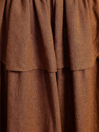 Haven | Elegant Brown Pleated Maxi Dress - HoneyvineDress