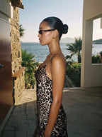 Emery | Sexy Leopard Satin Mini Dress - HoneyvineDress