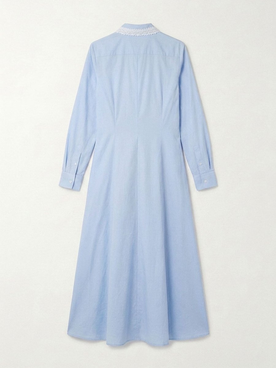 Bella | Blue Classic Cotton Midi Dress - HoneyvineDress