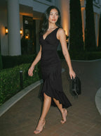 Mona | Elegant Satin Midi Dress