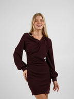 Georgia | Elegant Burgundy Formal Mini Dress - HoneyvineDress