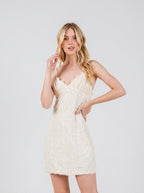 Arabella | Romantic White Lace Mini Cami Dress - HoneyvineDress