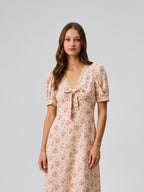 Georgette | Dreamy Cotton Lace Trimed Short Sleeves Mini Dress - HoneyvineDress