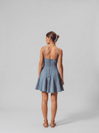 Genevieve | Trendy A Line Cotton Denim Mini Dress - HoneyvineDress