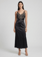 Mia | Classic Embroidered Cami Satin Midi Slit Dress - HoneyvineDress