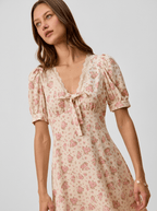 Georgette | Dreamy Cotton Lace Trimed Short Sleeves Mini Dress - HoneyvineDress