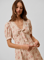 Georgette | Dreamy Cotton Lace Trimed Short Sleeves Mini Dress - HoneyvineDress