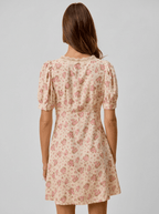 Georgette | Dreamy Cotton Lace Trimed Short Sleeves Mini Dress - HoneyvineDress