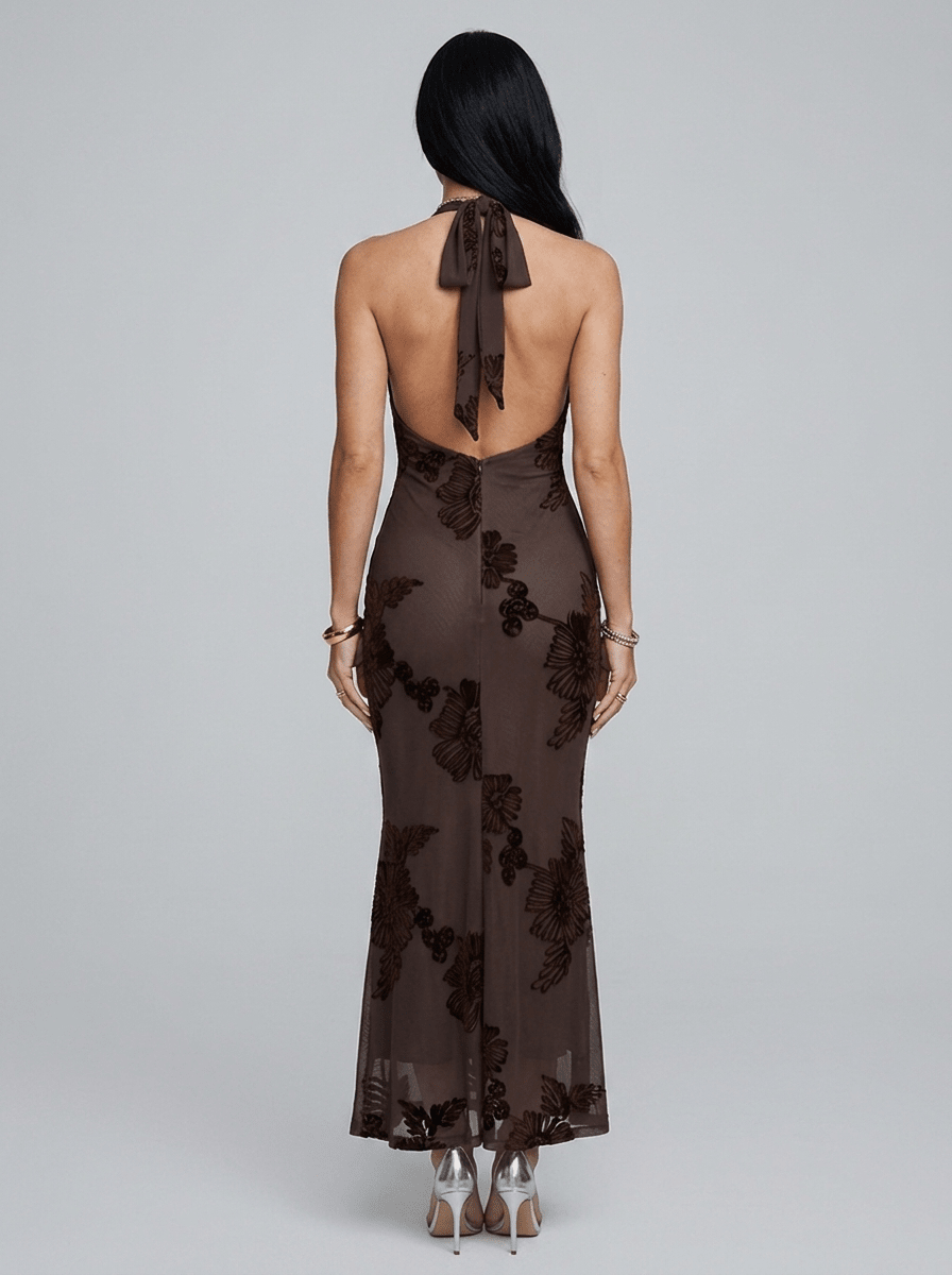 Faith | Classic Lace Halter Neck Maxi Dress - HoneyvineDress