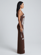 Marie | Bold Printed Satin Maxi Summer Resort Dress - HoneyvineDress