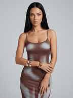 Marie | Bold Printed Satin Maxi Summer Resort Dress - HoneyvineDress
