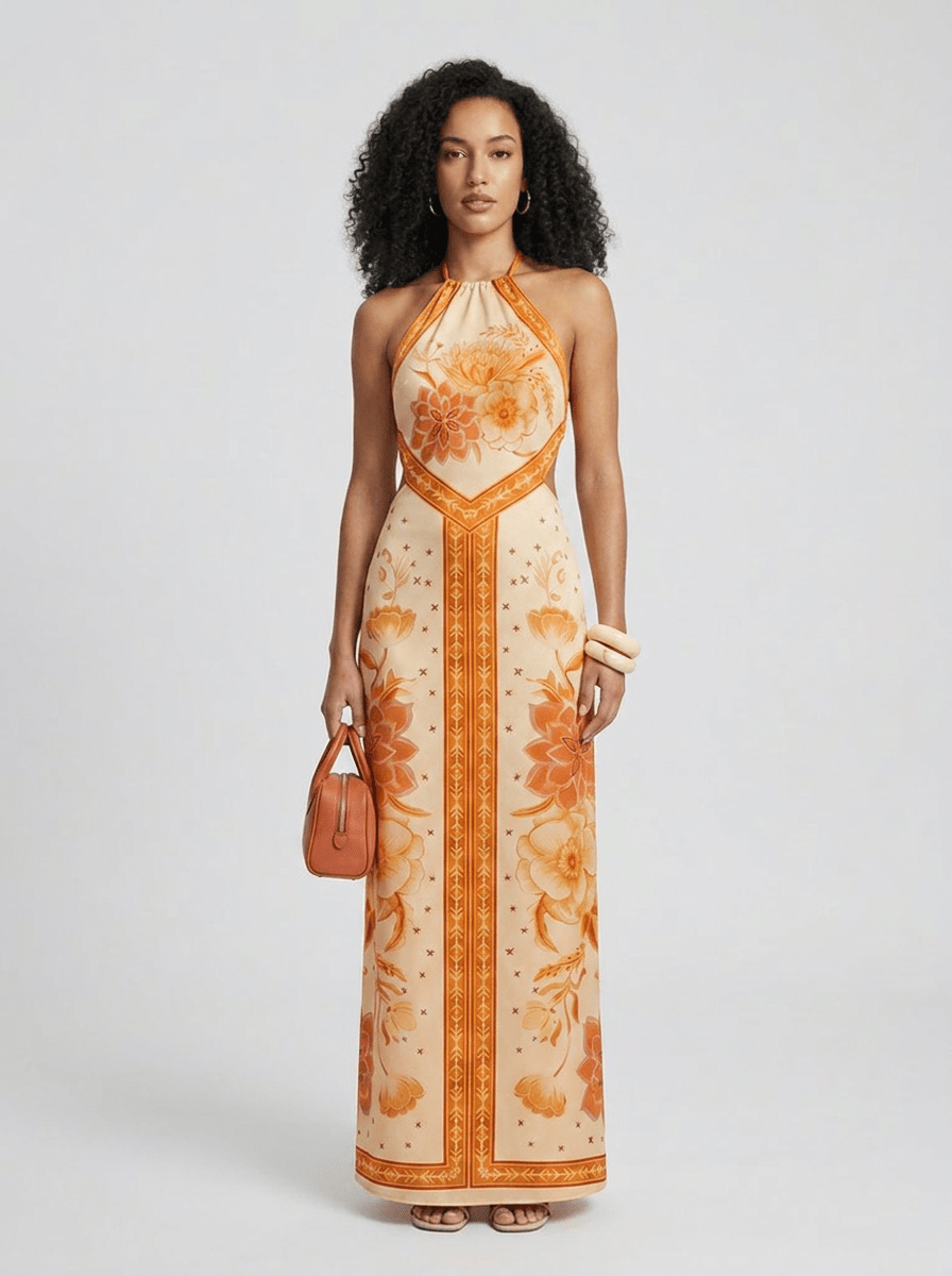 Wanda | Vintage Print Summer Maxi Dress for Women - HoneyvineDress