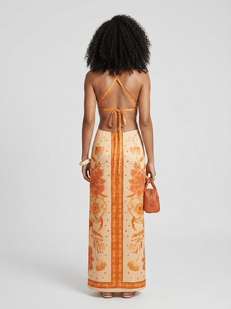 Wanda | Vintage Print Summer Maxi Dress for Women - HoneyvineDress