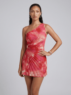 Giselle | Sweet Pleated Tie - Dye Sleeveless Mini Dress - HoneyvineDress