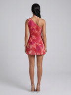 Giselle | Sweet Pleated Tie - Dye Sleeveless Mini Dress - HoneyvineDress