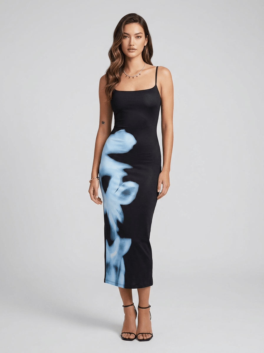 Ellea | Unique Bodycon Maxi Dress with Spaghetti Straps - HoneyvineDress