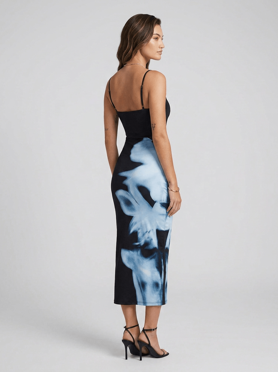 Ellea | Unique Bodycon Maxi Dress with Spaghetti Straps - HoneyvineDress