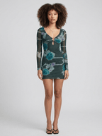 Valentina | Unique Floral Mesh Summer Mini Dress - HoneyvineDress