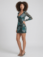 Valentina | Unique Floral Mesh Summer Mini Dress - HoneyvineDress