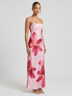 Aria | Elegant Satin Summer Maxi Dress - HoneyvineDress