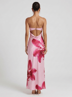 Aria | Elegant Satin Summer Maxi Dress - HoneyvineDress