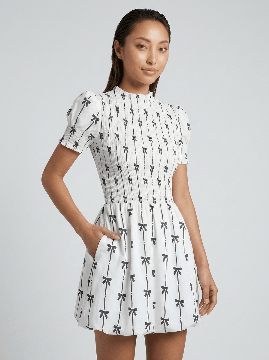 Mia | Bold Puff Sleeve A - Line Mini Dress - HoneyvineDress