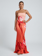 Donna | Vibrant Floral Maxi Mermaid Evening Dress - HoneyvineDress