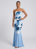 Donna | Vibrant Floral Maxi Mermaid Evening Dress - HoneyvineDress