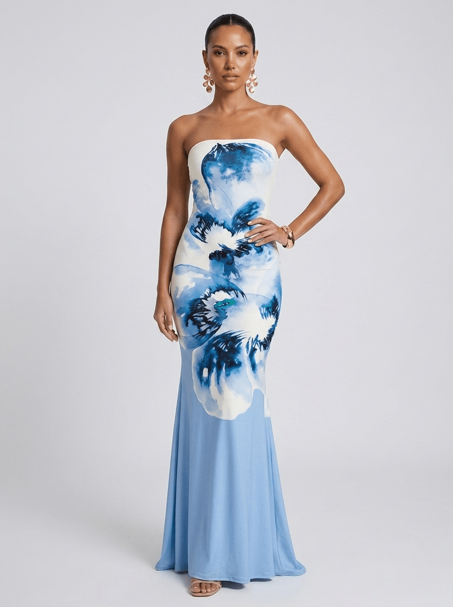 Donna | Vibrant Floral Maxi Mermaid Evening Dress - HoneyvineDress