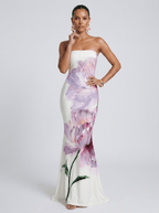 Donna | Vibrant Floral Maxi Mermaid Evening Dress - HoneyvineDress