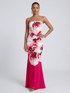 Donna | Vibrant Floral Maxi Mermaid Evening Dress - HoneyvineDress