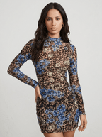 Beverly | Chic Leopard Floral Bodycon Mini Dress - HoneyvineDress