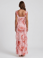 Audrey | Romantic Floral Summer Midi Ruffle Dress - HoneyvineDress