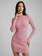 Natalie | Relaxed Pink Striped Bodycon Mini Dress - HoneyvineDress
