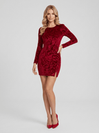 Eileen | Enchanting Burgundy Velvet Mini Dress - HoneyvineDress