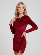 Eileen | Enchanting Burgundy Velvet Mini Dress - HoneyvineDress