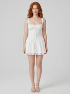 Ava | Nostalgic Cotton Corset Lace Mini Dress - HoneyvineDress