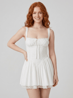 Ava | Nostalgic Cotton Corset Lace Mini Dress - HoneyvineDress